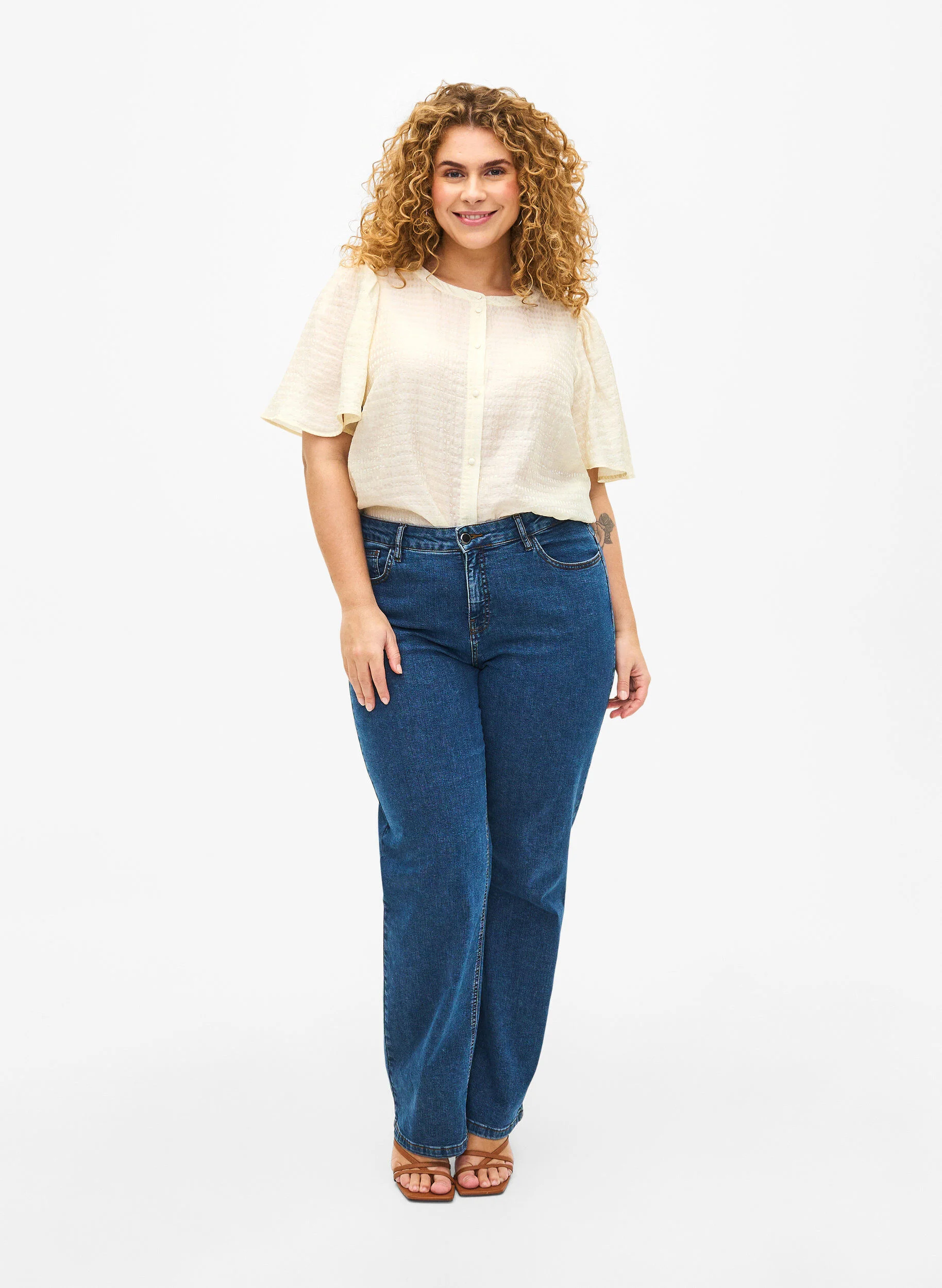 Lyocell skjortebluse med tekstur
