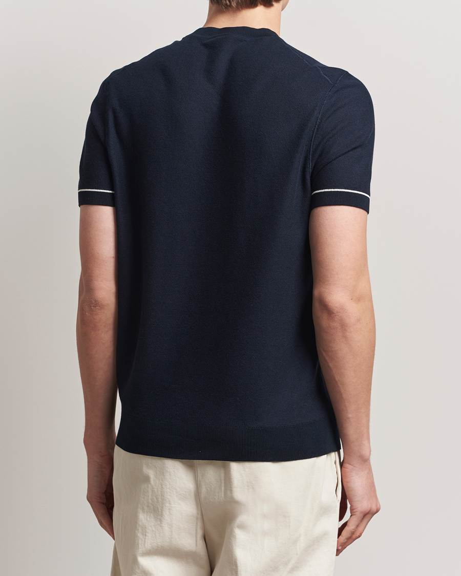 BOSS BLACK Jianfranco Cotton/Viscose Knitted T-Shirt Dark Blue