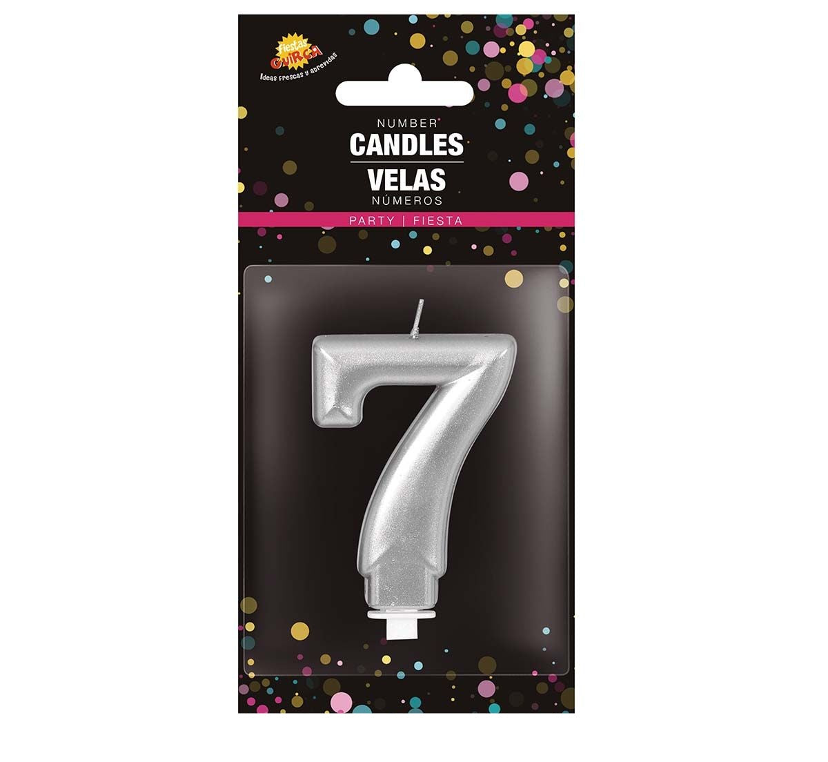 Zilveren Kaars 7 Jaar Metallic 8cm