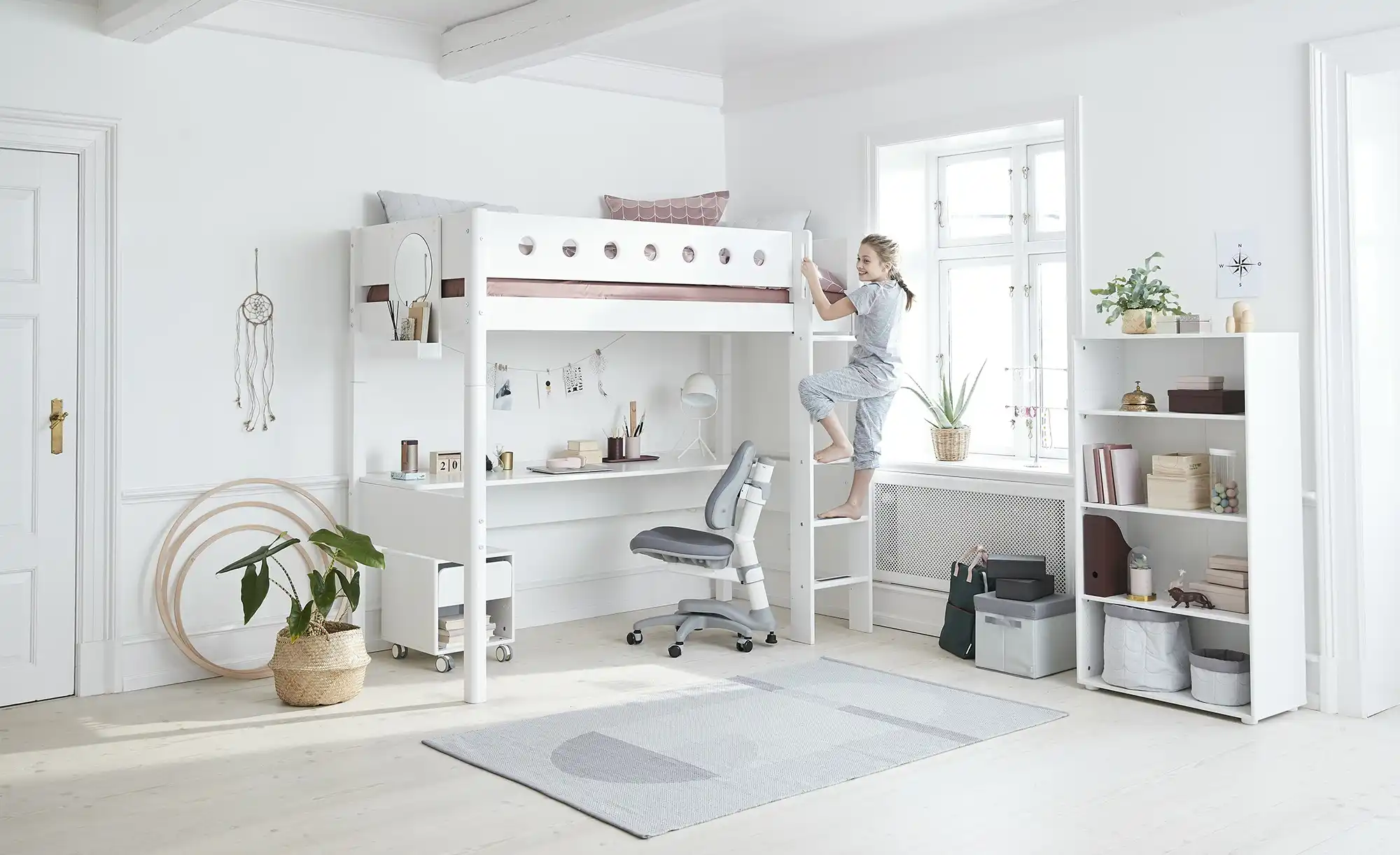 FLEXA Hochbett mit senkrechter Leiter Flexa White