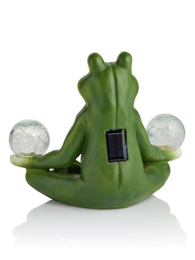 Yoga-Frosch mit 2 LED-Kugeln und Solarfunktion