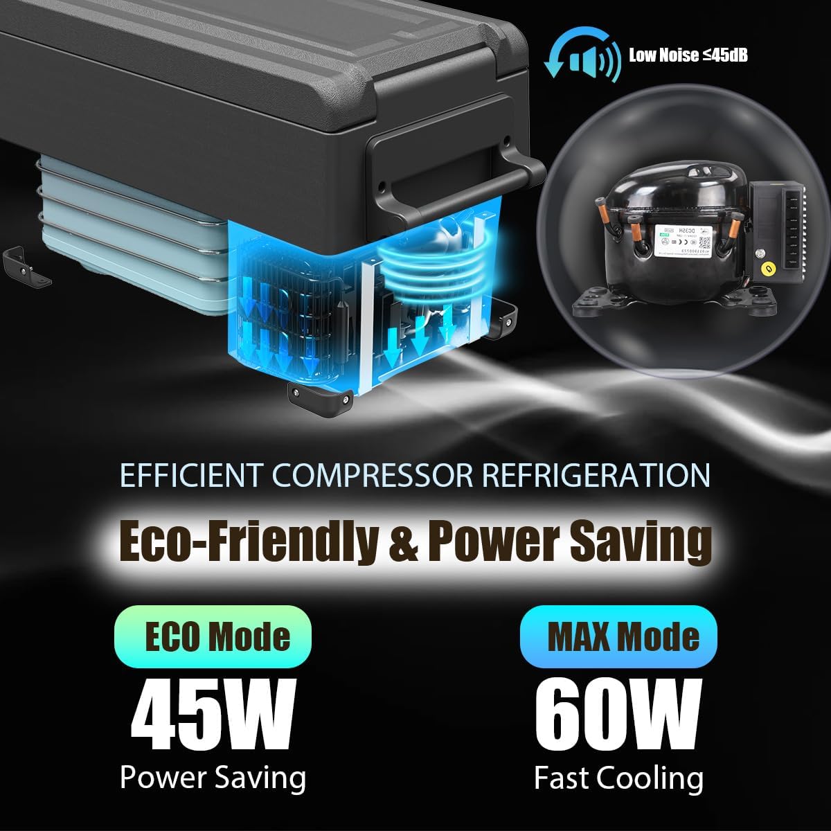 Alpicool NCF55 50L Kompressor Kühlbox 12V tragbarer Mini-Kühlschrank elektrische Gefrierbox klein Gefrierschrank für Auto camping, Lkw, Boot, -20℃ bis 20℃(Schwarz)