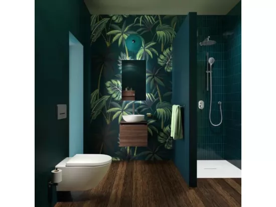 WC suspendu avec bride VILLEROY ET BOCH Universo TwistFlush blanc avec abattant