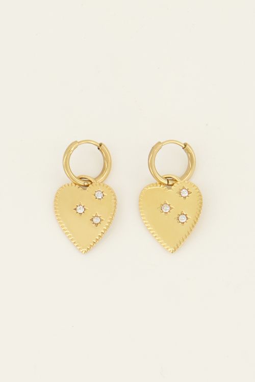 Sunchasers oorringen met hart bedel & strass stenen