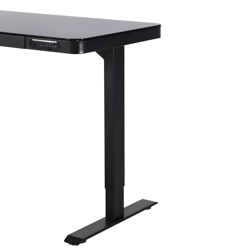Elektrisch verstelbaar bureau / thuiswerkplek - 120x60 cm - Glas zwar