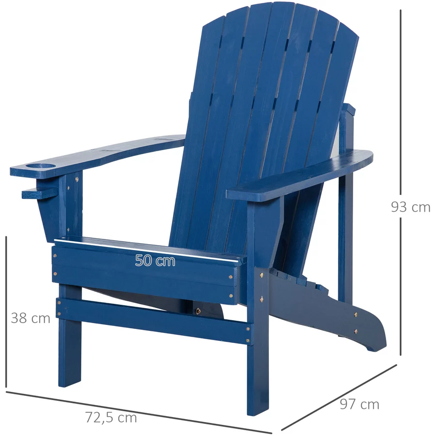 Outsunny Gartenstuhl aus Massivholz blau