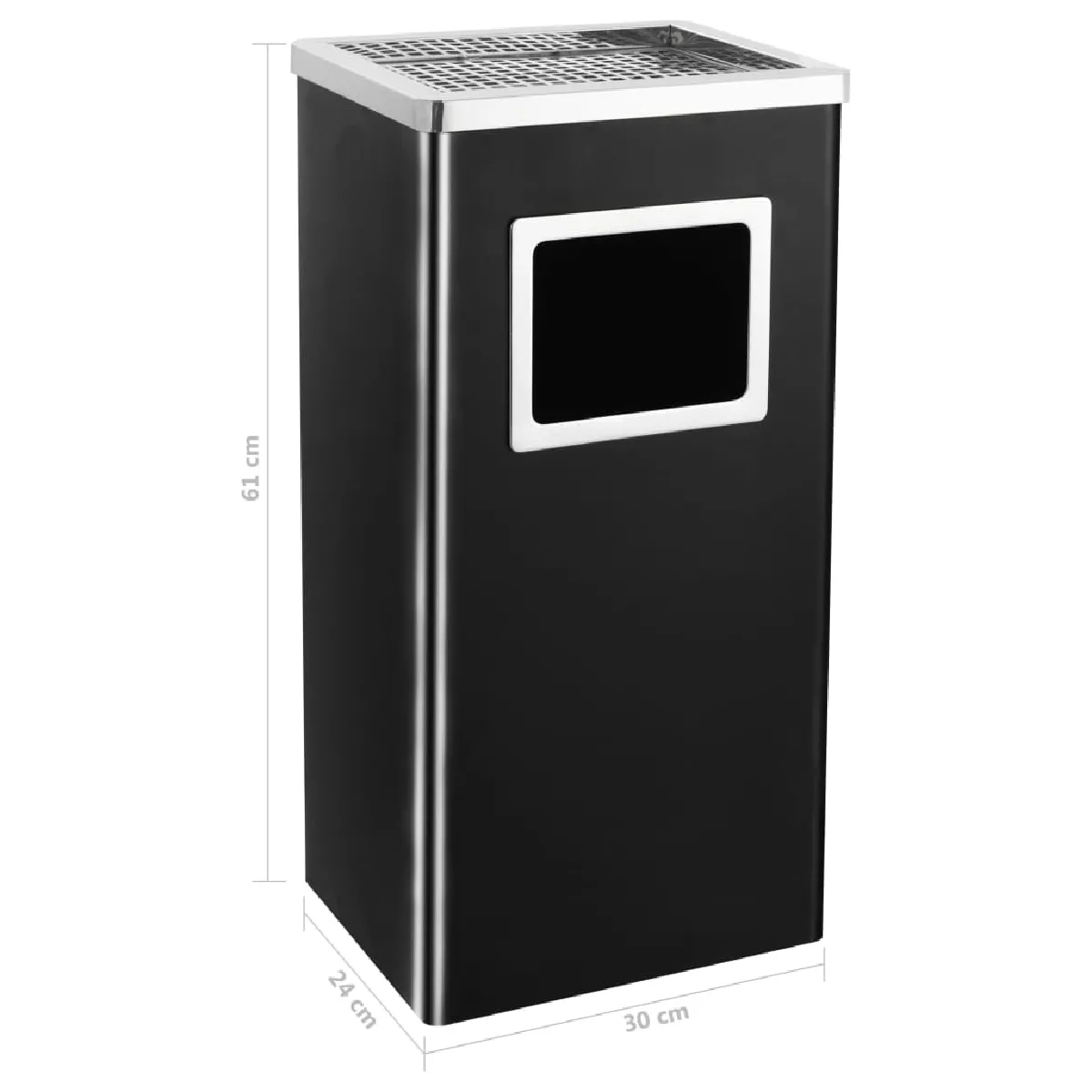 vidaXL Poubelle à cendrier d'hôtel - 45 L - Noir
