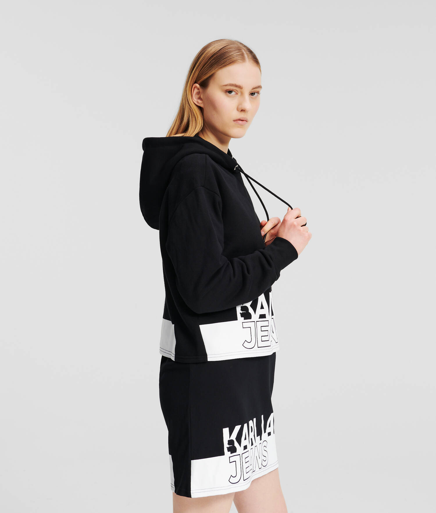 SWEAT À CAPUCHE RAYÉ AVEC LOGO KLJ