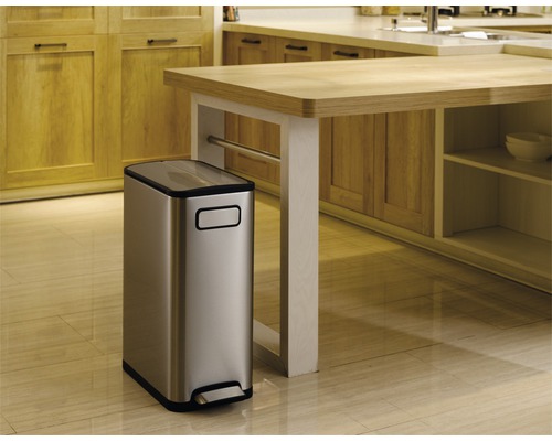 EKO Ecofly pedaalemmer, 2 compartimenten, 2 x l, roestvrij staal mat