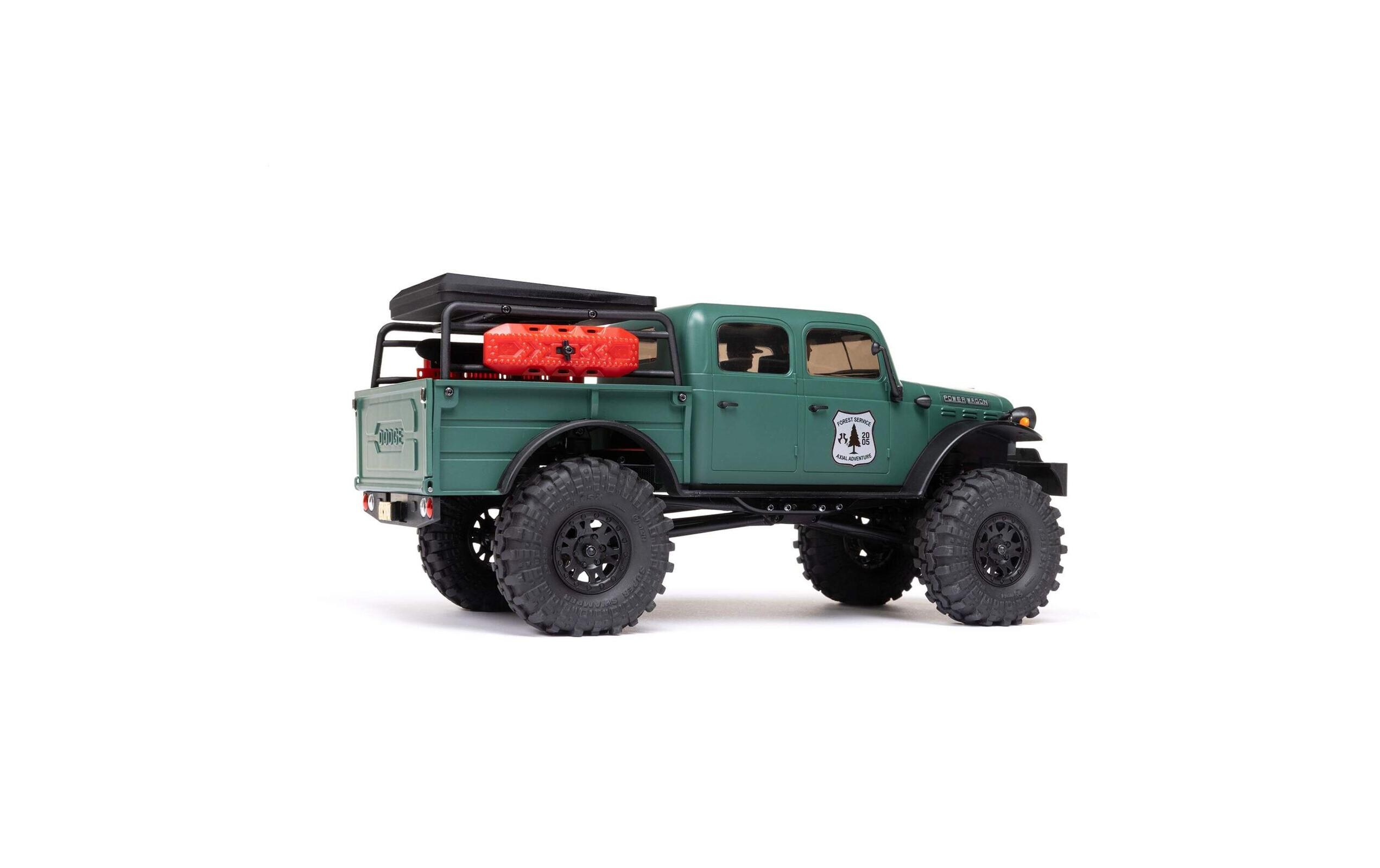 Scale Crawler SCX24 Dodge Power Wagon Grün, 1:24, RTR<br>Kleiner 4wd Rock Crawler mit 4-Türiger Powerwagon Karosserie