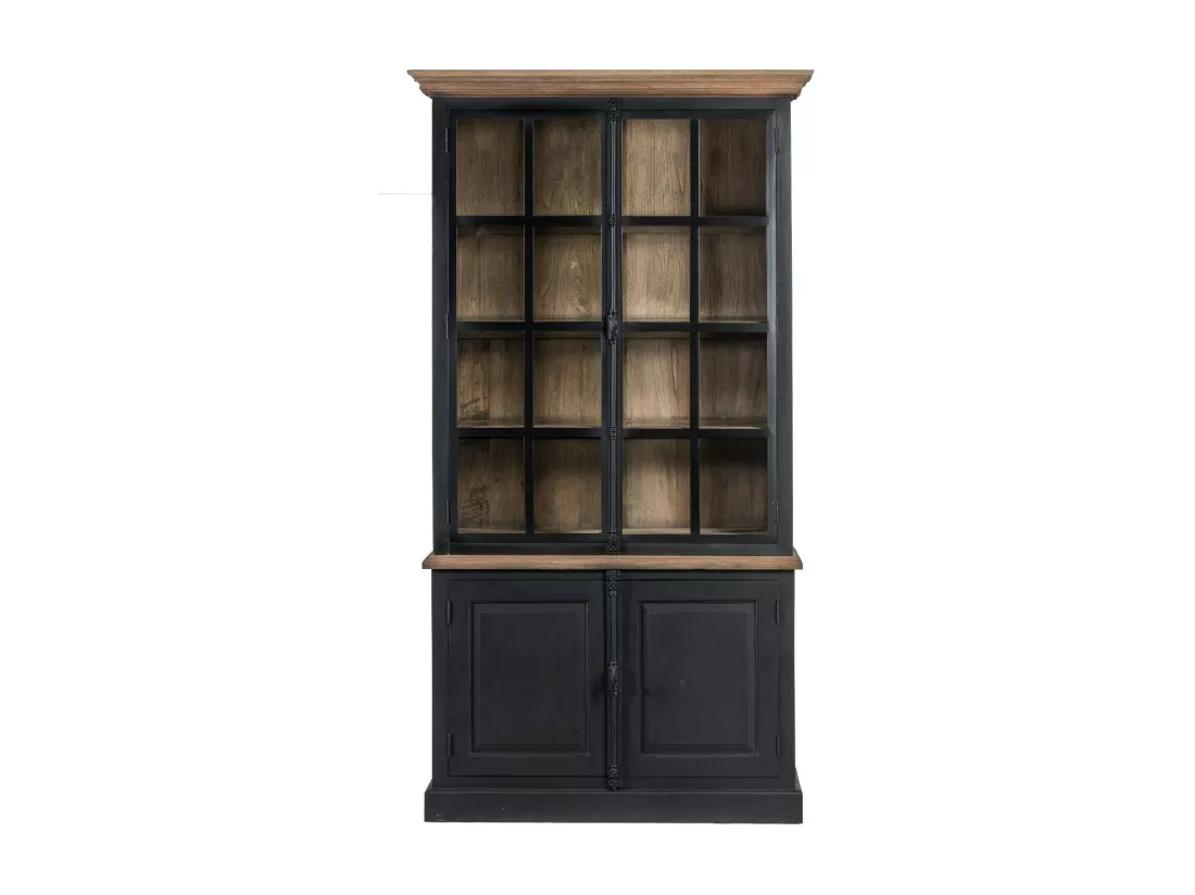 Buffet vaisselier en bois noir 2 portes vitrées - DALILA
