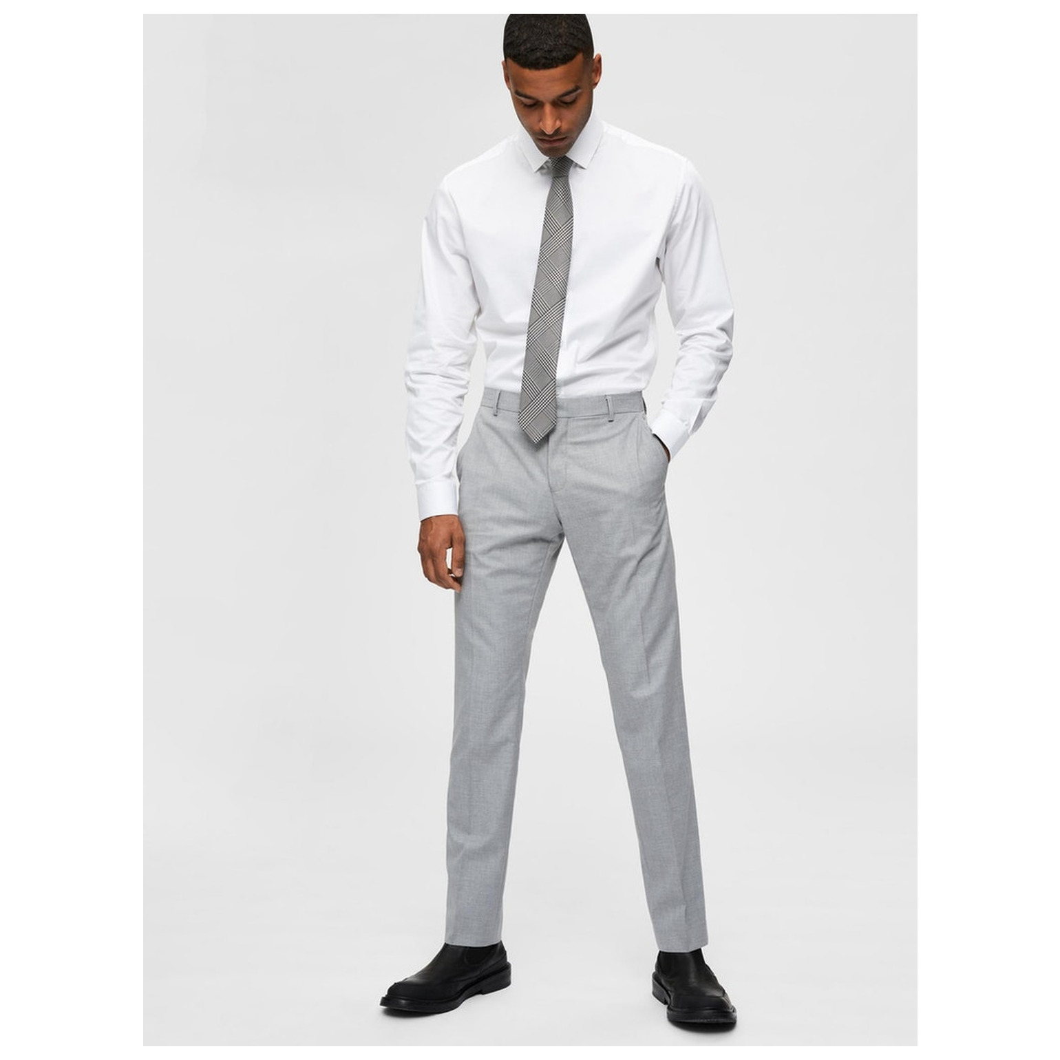 selected SLHSLIM-MYLOLOGAN LIGHT GREY