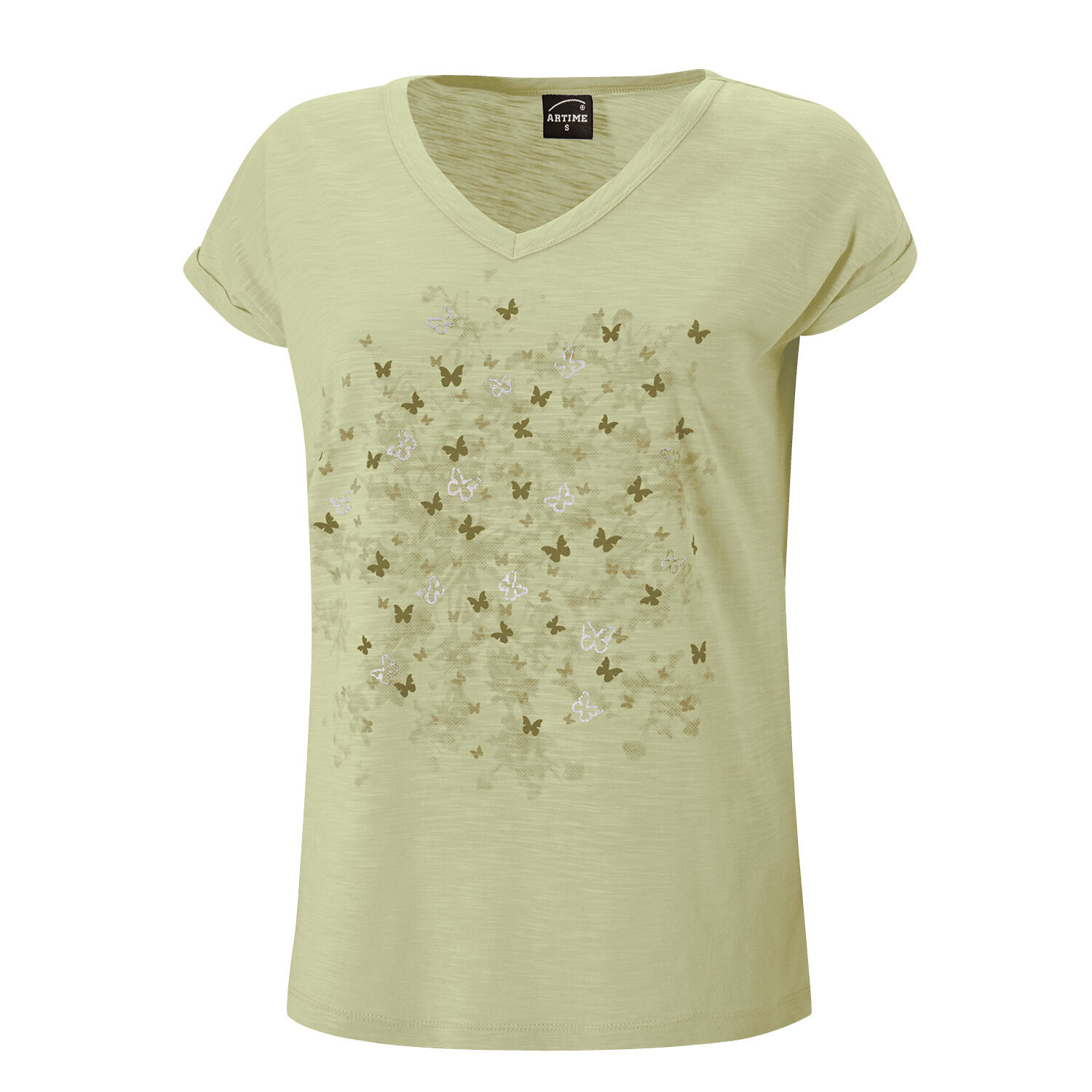 V-Neck T-Shirt mit Sommerprints