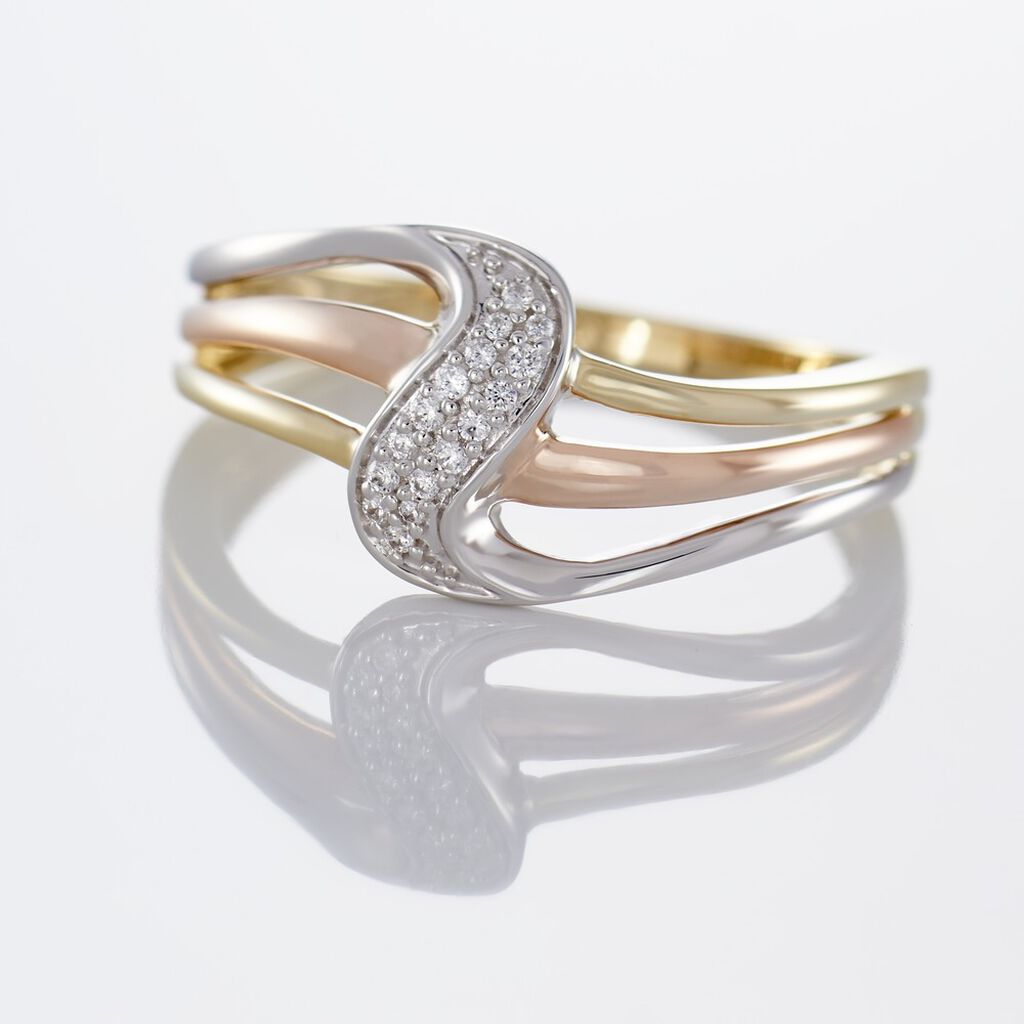 Bague Or Tricolore Dionyse Oxydes De Zirconium