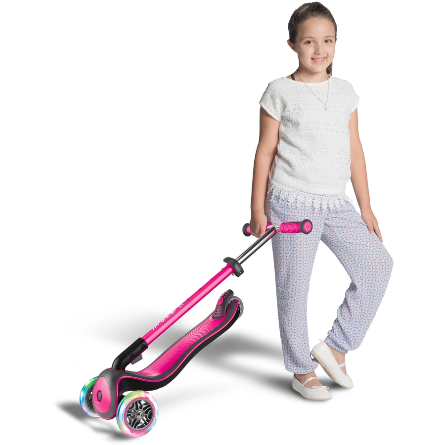 GLOBBER Scooter ELITE DELUXE LIGHTS mit Leuchtrollen, pink
