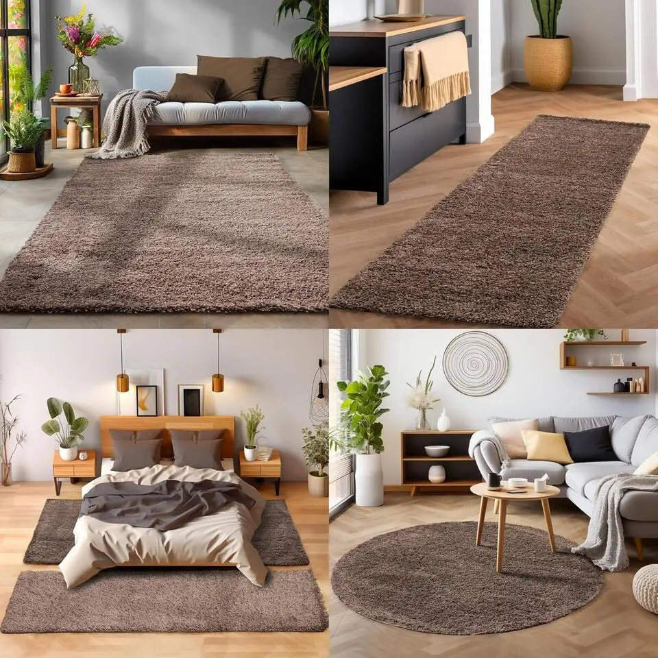 Basic Shaggy vloerkleed Taupe Hoogpolig - 140x200 CM
