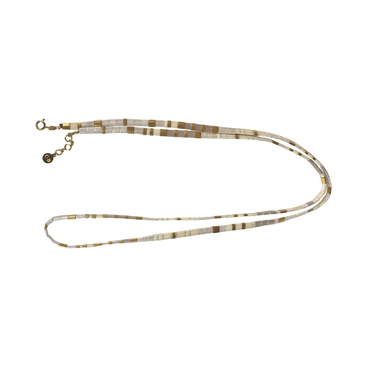 Bracelet 5 tours Claire BERTEAU White Perles plates en verre