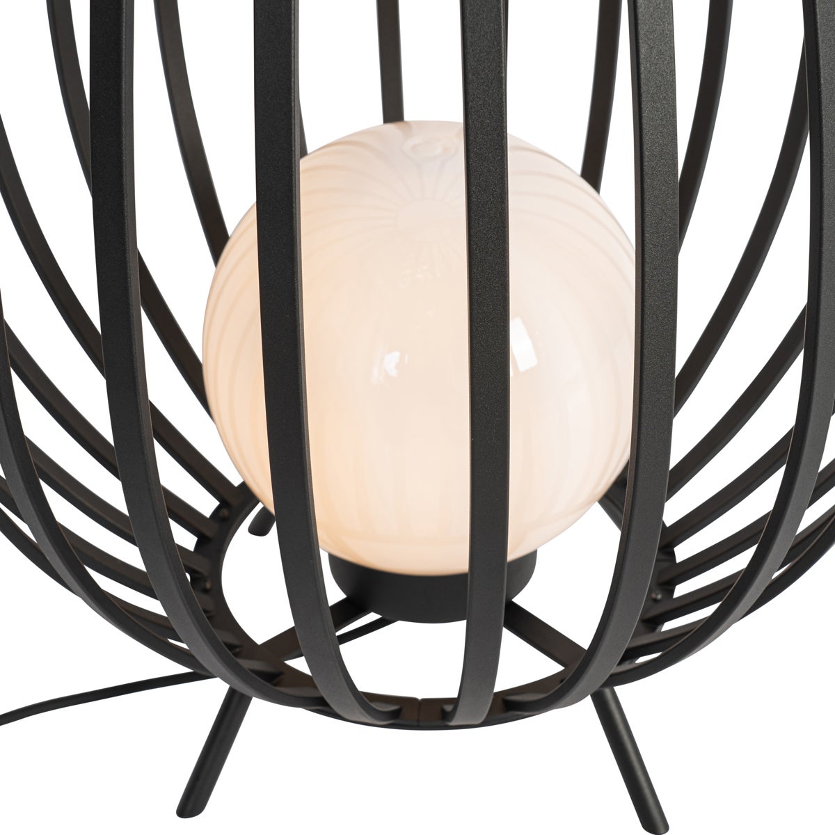 QAZQA - Design vloerlamp | Staande lamp | Lamp | Licht, zwart met opaal kap, 70 cm - Angela - Staal, rond - LED-compatibel, E27