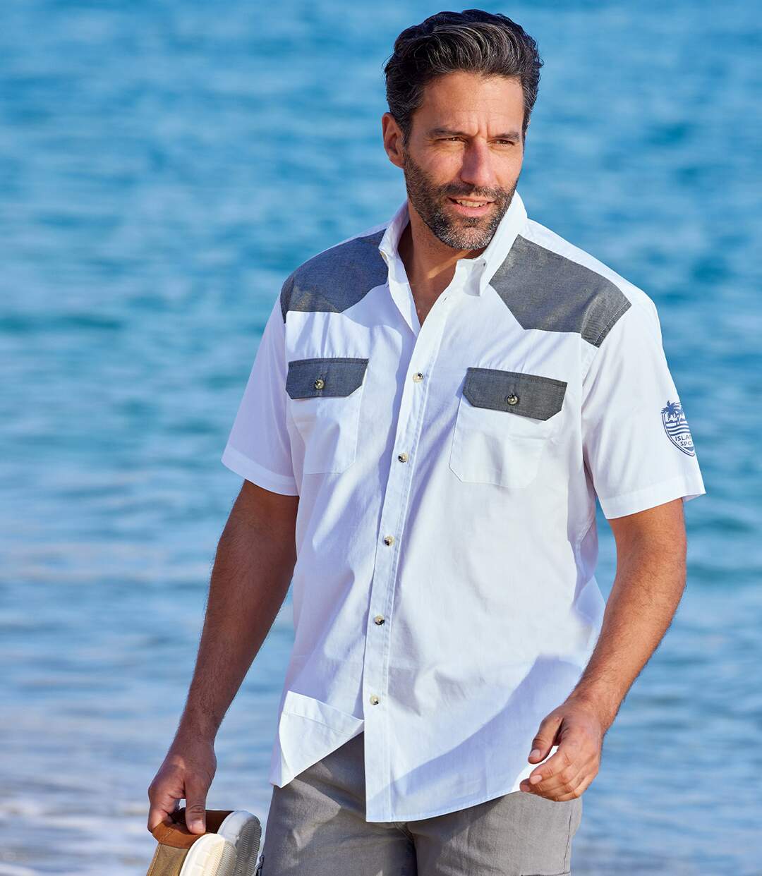Chemise Blanche Détails Chambray