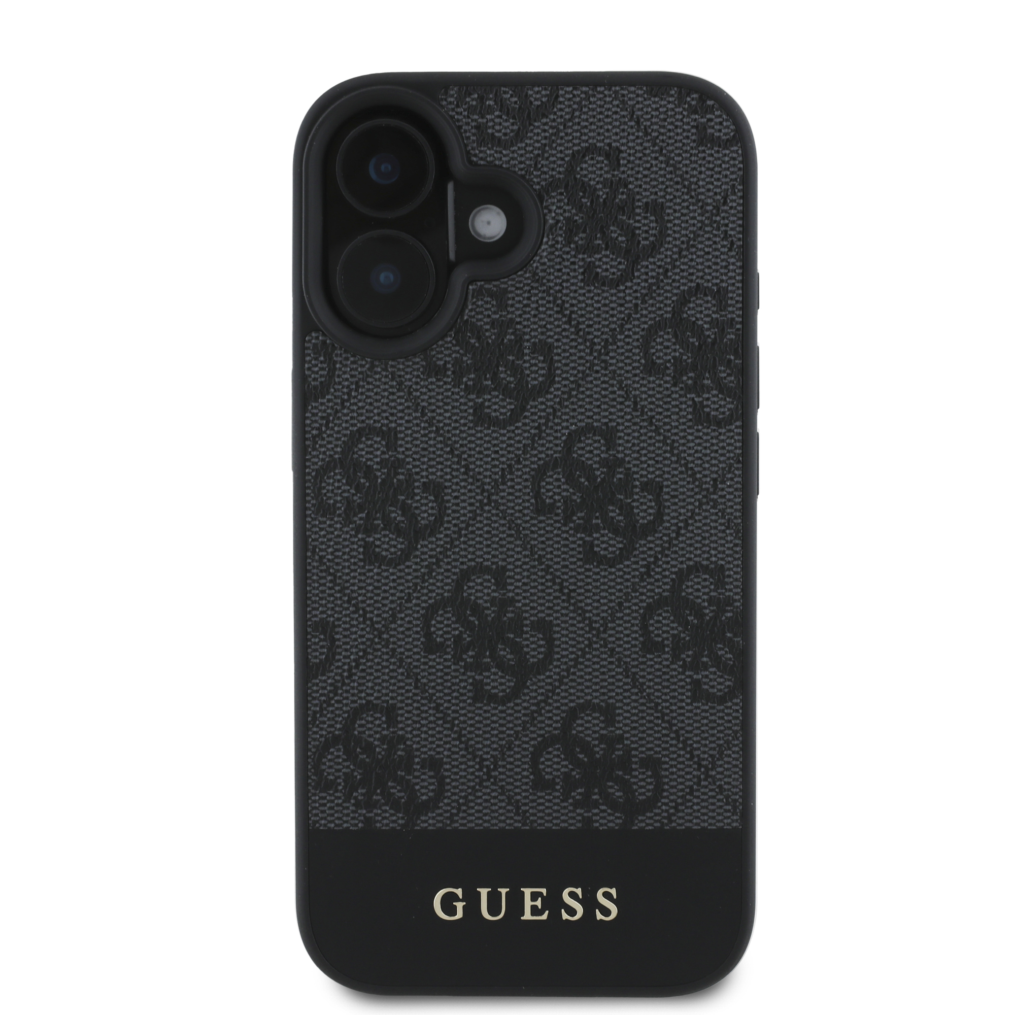 iPhone 16 Leder Hardcase Hülle 4G Bottom Stripe (GUHCP16SG4GLGR) - Grau / Schwarz