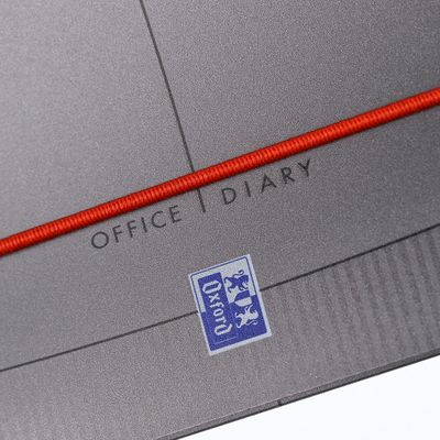 Agenda à élastique Office - 1 semaine sur 2 pages - 9 x 17 cm - gris/rouge - Oxford