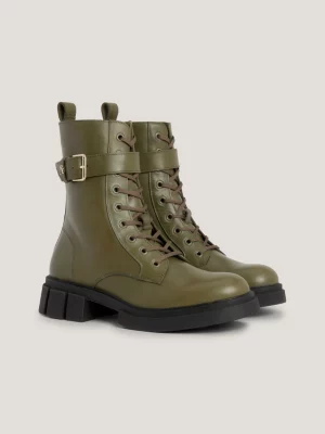 Botas de motociclista com cadarço e travas