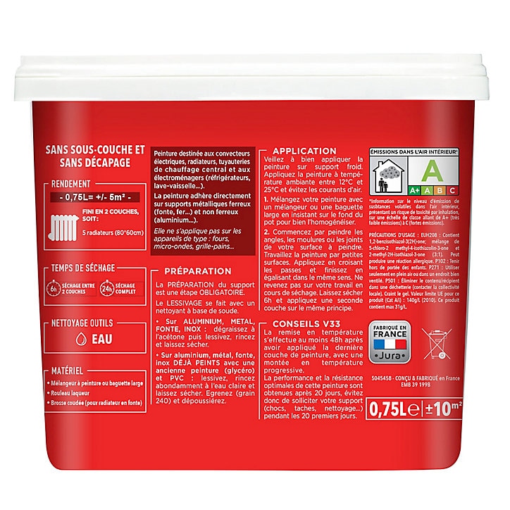Peinture de rénovation radiateur électroménager V33 plume satin 0,75L