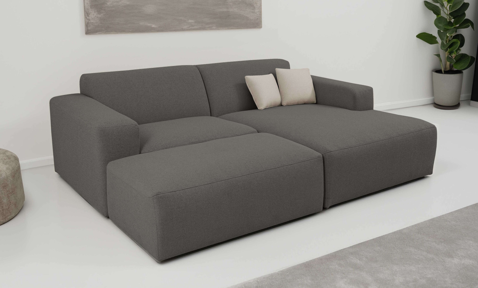 GOODproduct Ecksofa »Koa,228cm, L-Form, Modulsofa, Webstoff, Cord, Struktur, Chenille« Designsofa, Set, Hocker inklusive, weicher Lounge-Sitzkomfort