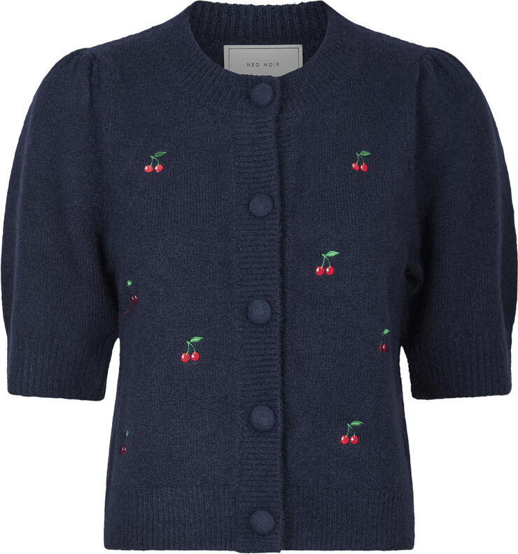 Neo Noir Trudy Embroidery Knit Cardigan Navy