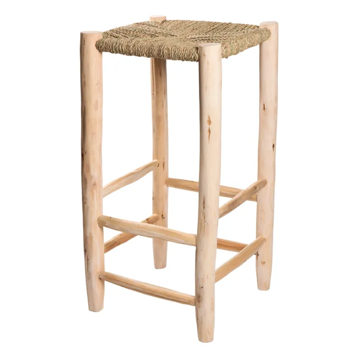 Cosydar Tabouret de bar en bois brut et palme