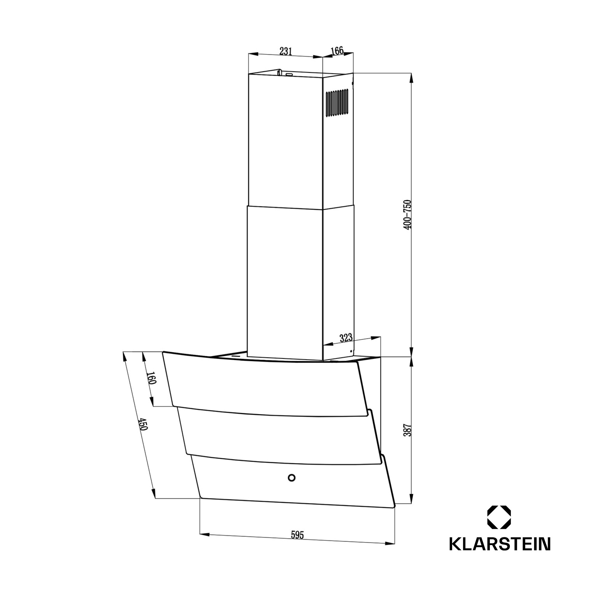 Antonia 60 Dunstabzugshaube 60cm 247m³/h Touch EEK A++ Glas Schwarz