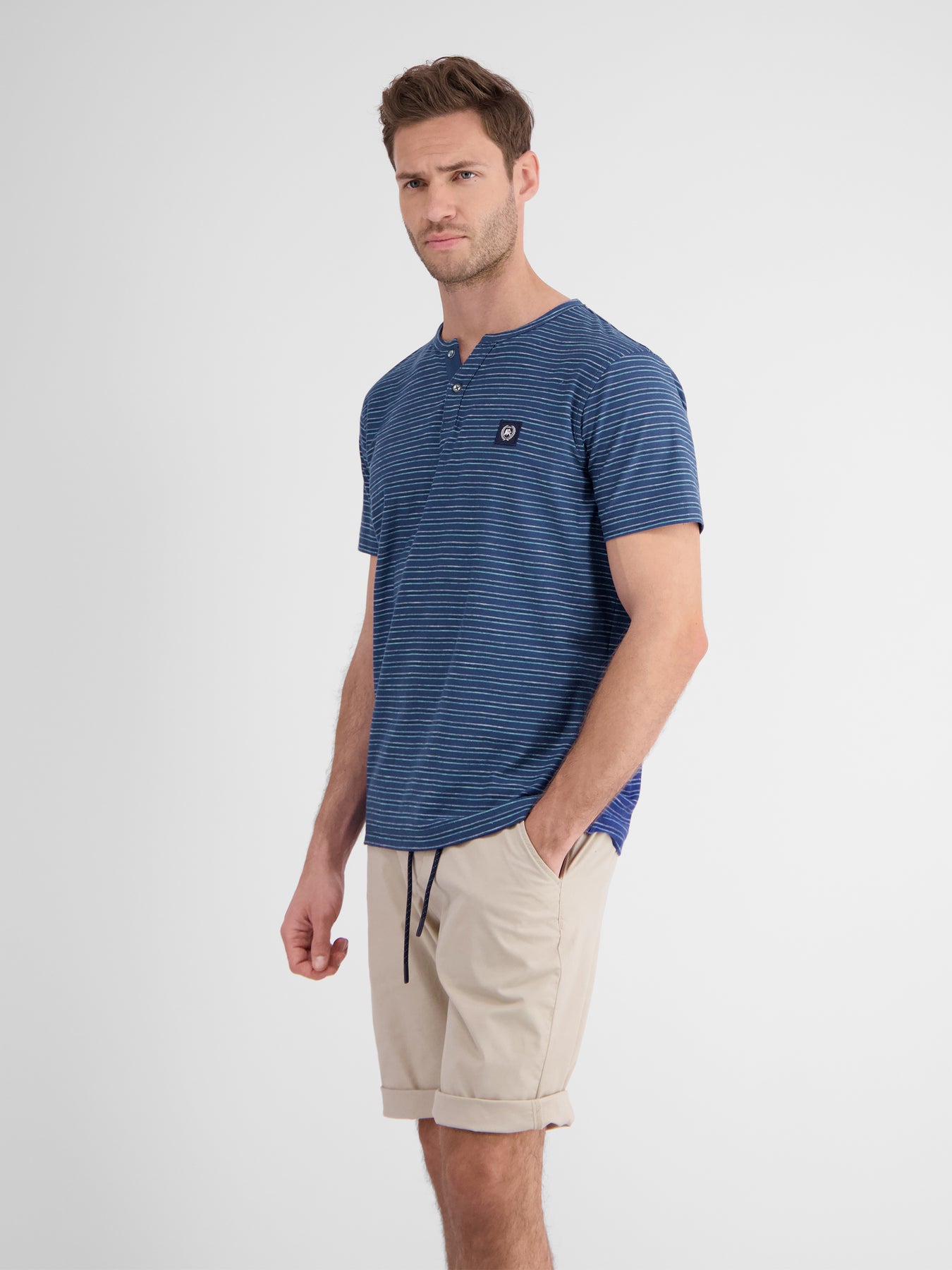 Herren Serafino-Shirt, gestreift