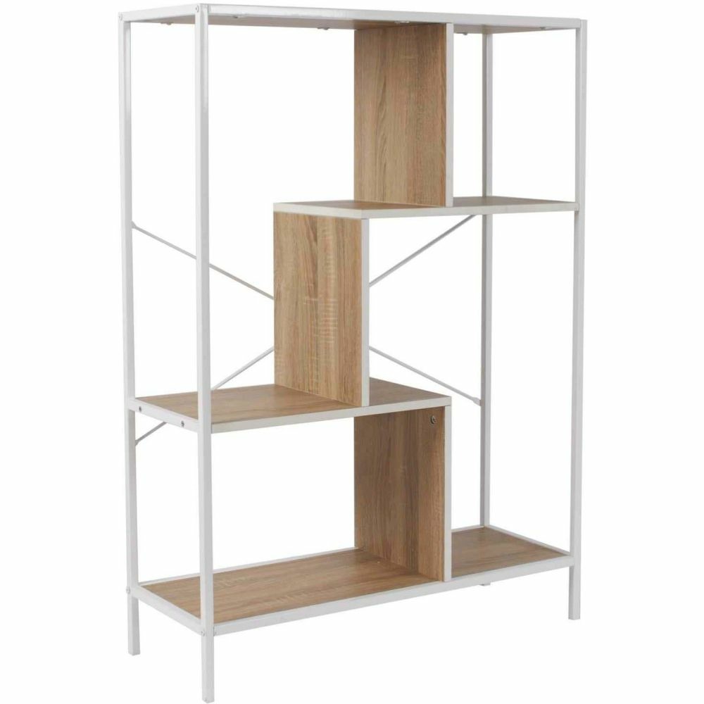 Etagère en bois et métal blanc edison 80 x 30 x 113 cm