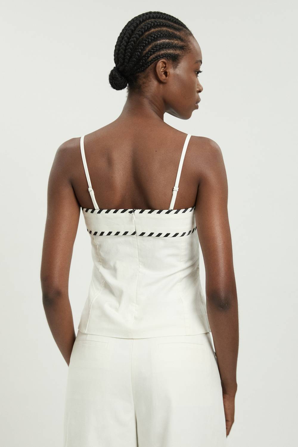 KarenMillen Haut Ajusté En Mélange De Lin Avec Coutures Contrastées