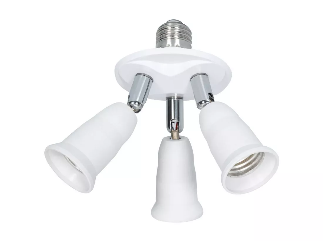 Adaptateur E27 à 3 Ampoules E27 Blanc
