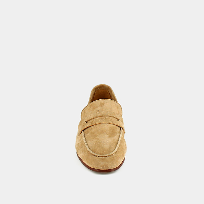 Mocassins à bouts ronds  en velours camel