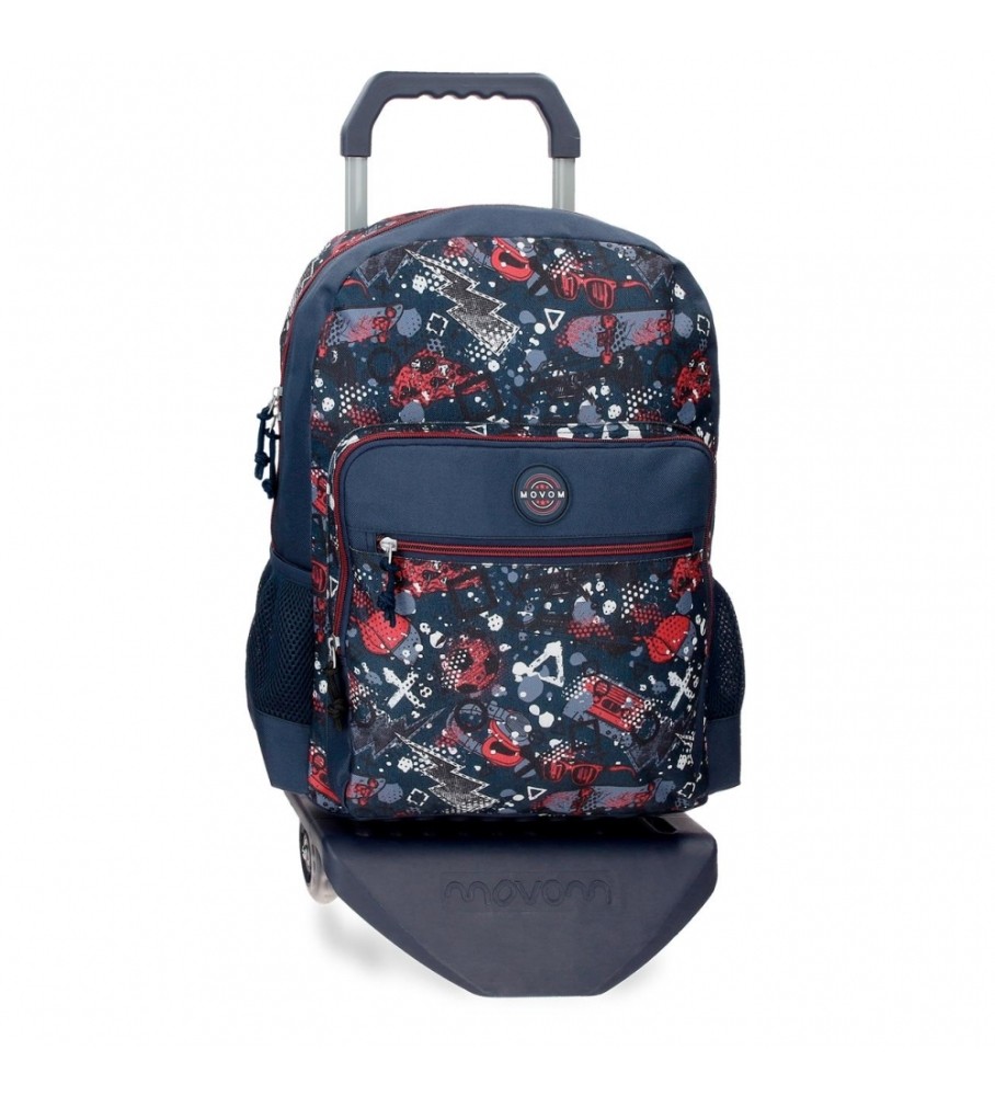 Mochila Movom Free Time com rodinhas, 42 cm, azul marinho