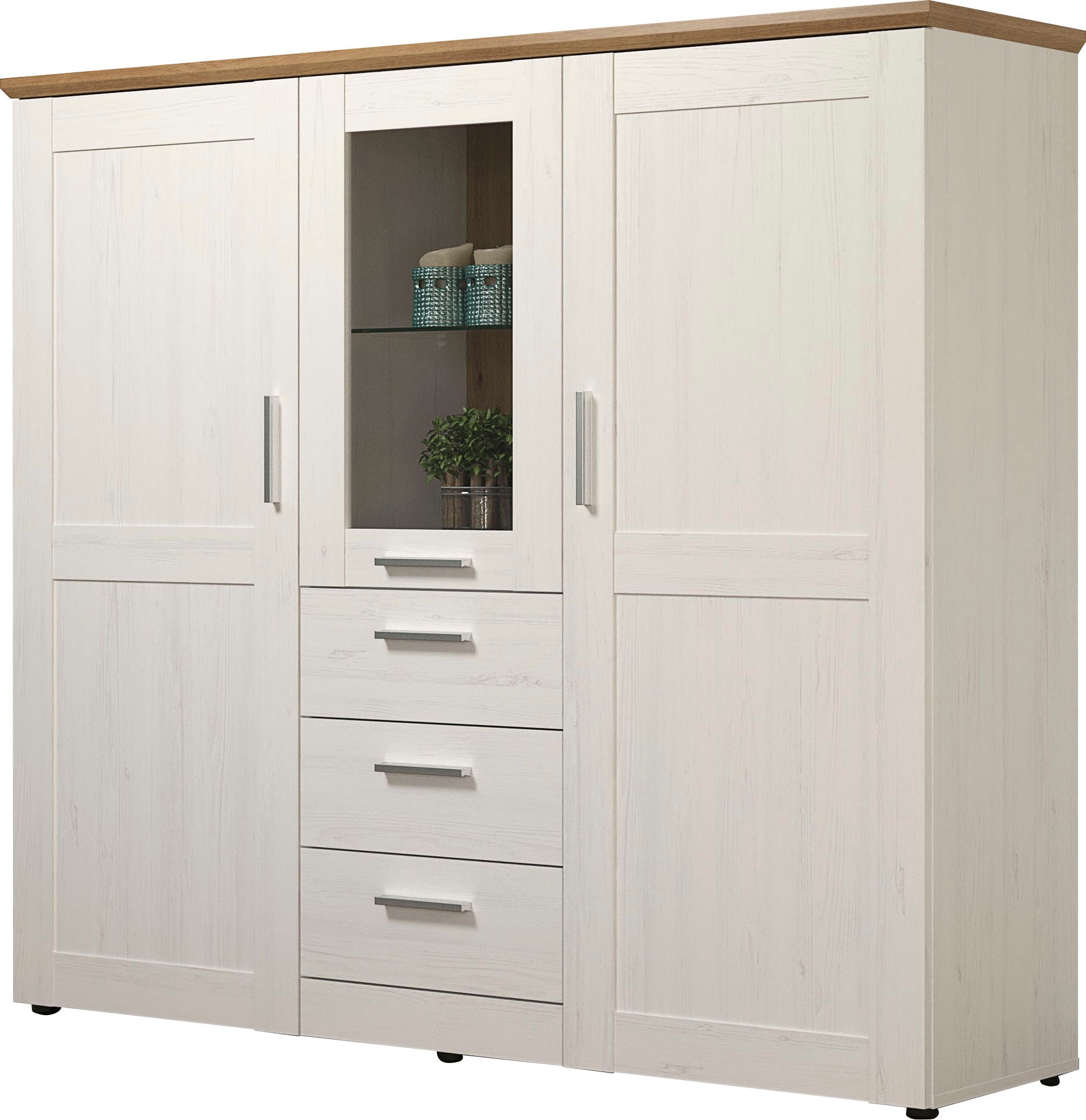 Home affaire Highboard »Nybro« Vitrine, wechselseitig montierbarer Türanschlag, Breite 159 cm