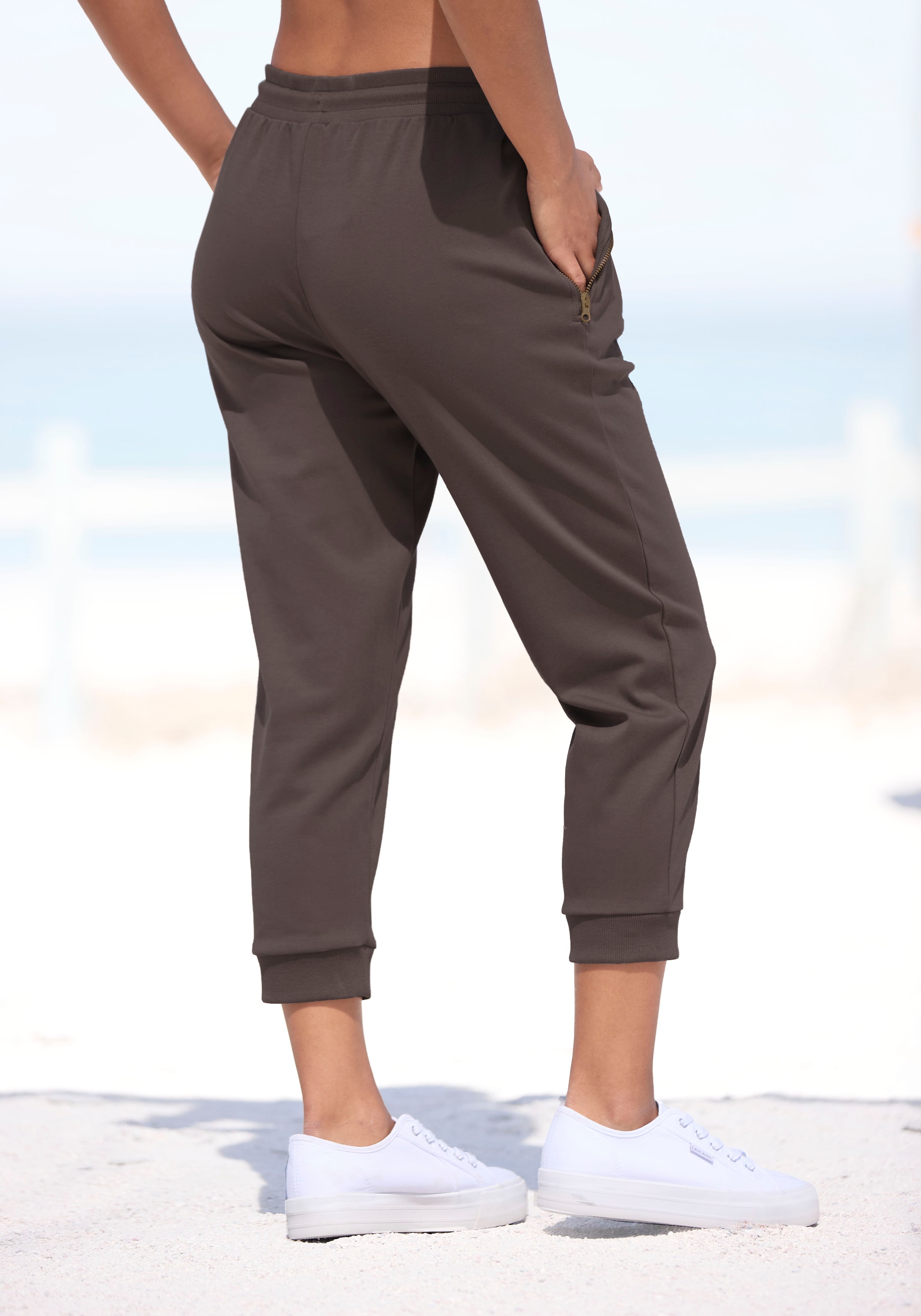 Venice Beach 7/8-Hose  mit Reissverschlussdetails an den Taschen, bequeme Sweathose