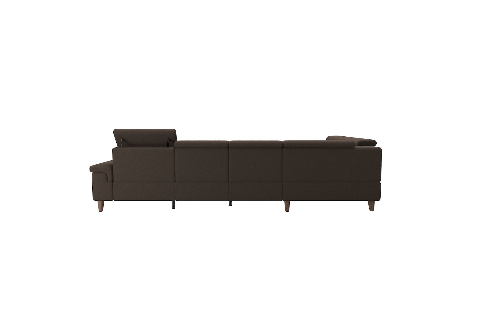 Anna C22 hjørnesofa (PMCMM) med LS (M) Tekstil Calido Brown med A2 arm og valnøttbeisede skrå ben, 14 cm. (Power-Manual-CornerManual-Manual-Manual)