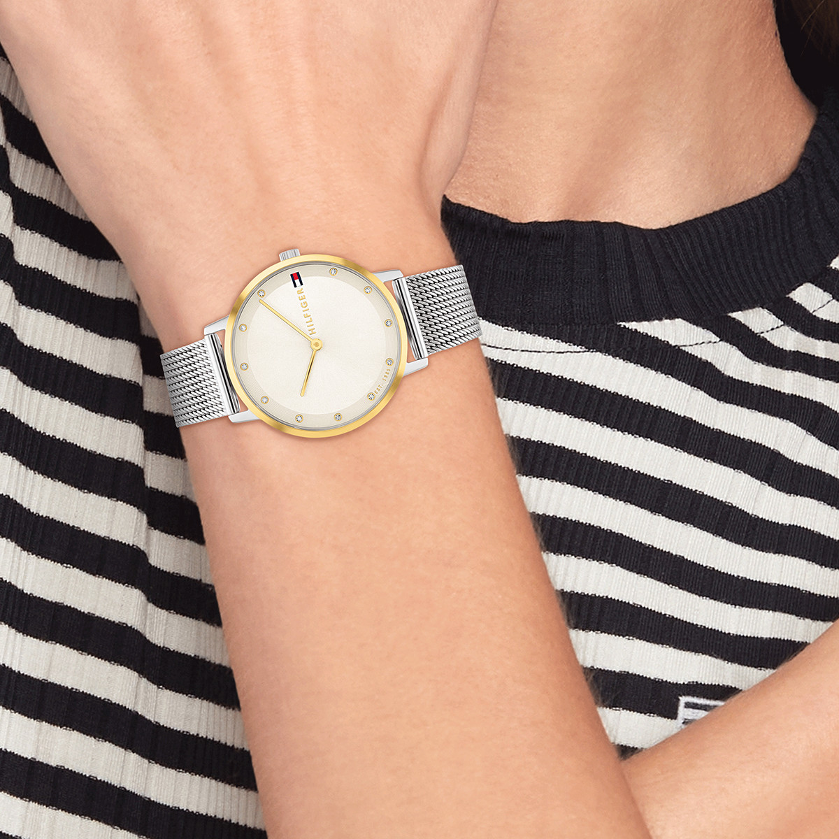 Montre TOMMY HILFIGER Pippa femme acier doré bracelet acier gris