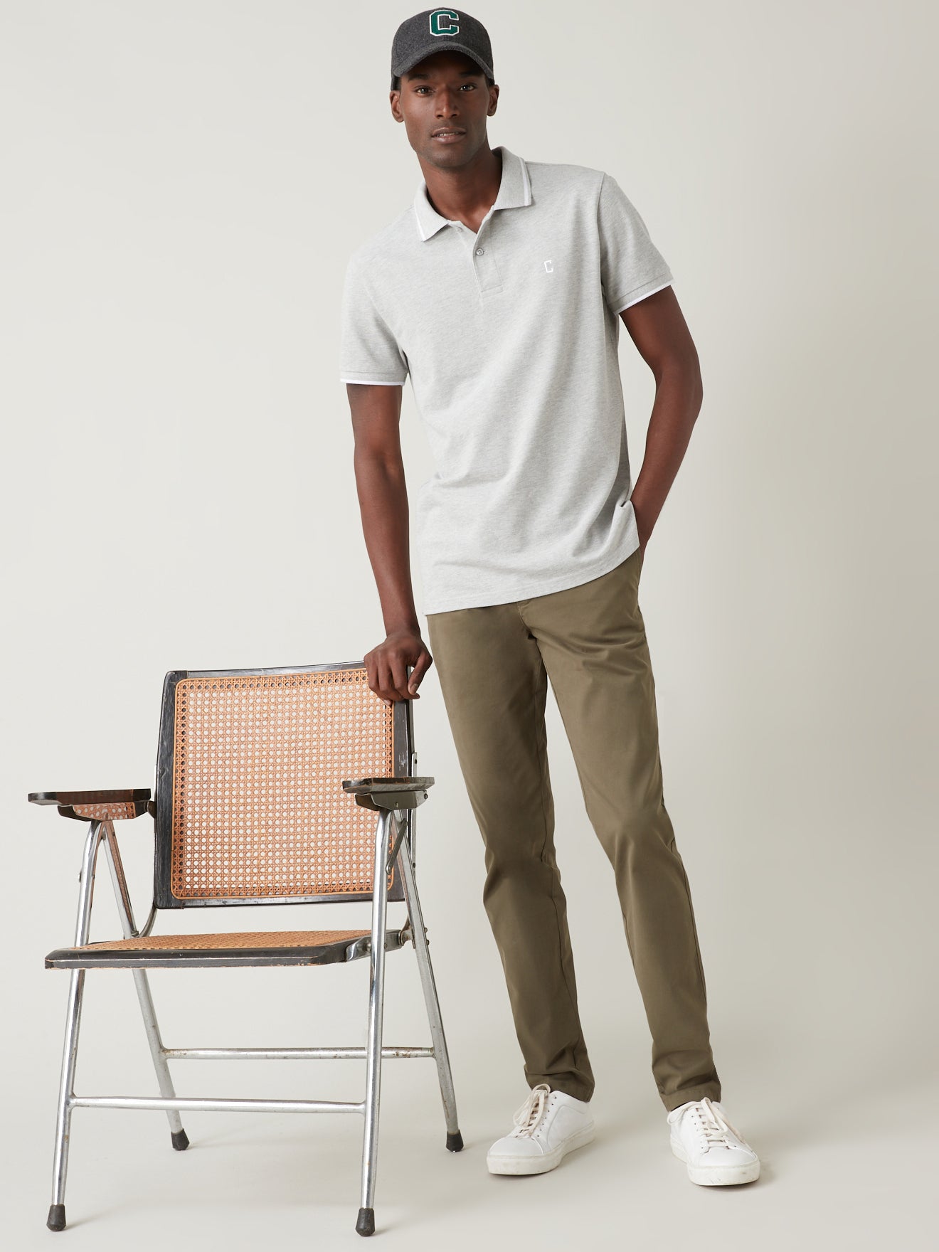 Polo maille piquée bicolore homme - coton bio