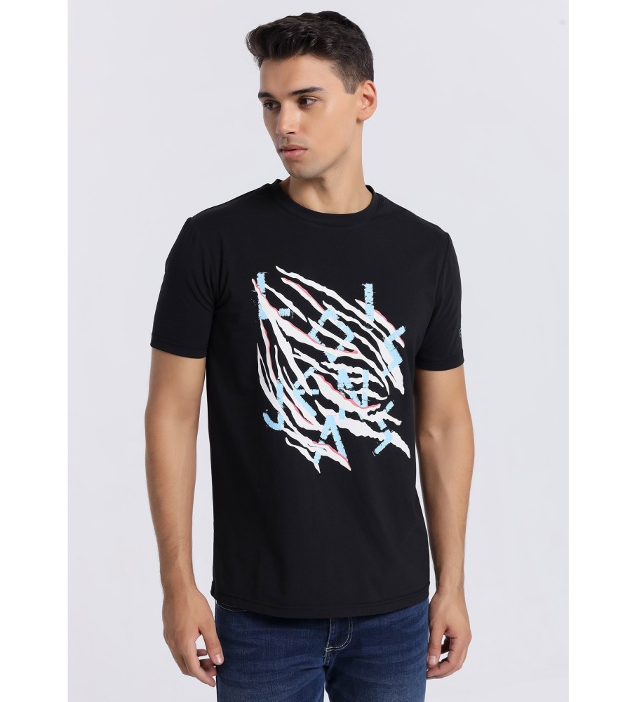 Camiseta preta de manga curta Lois