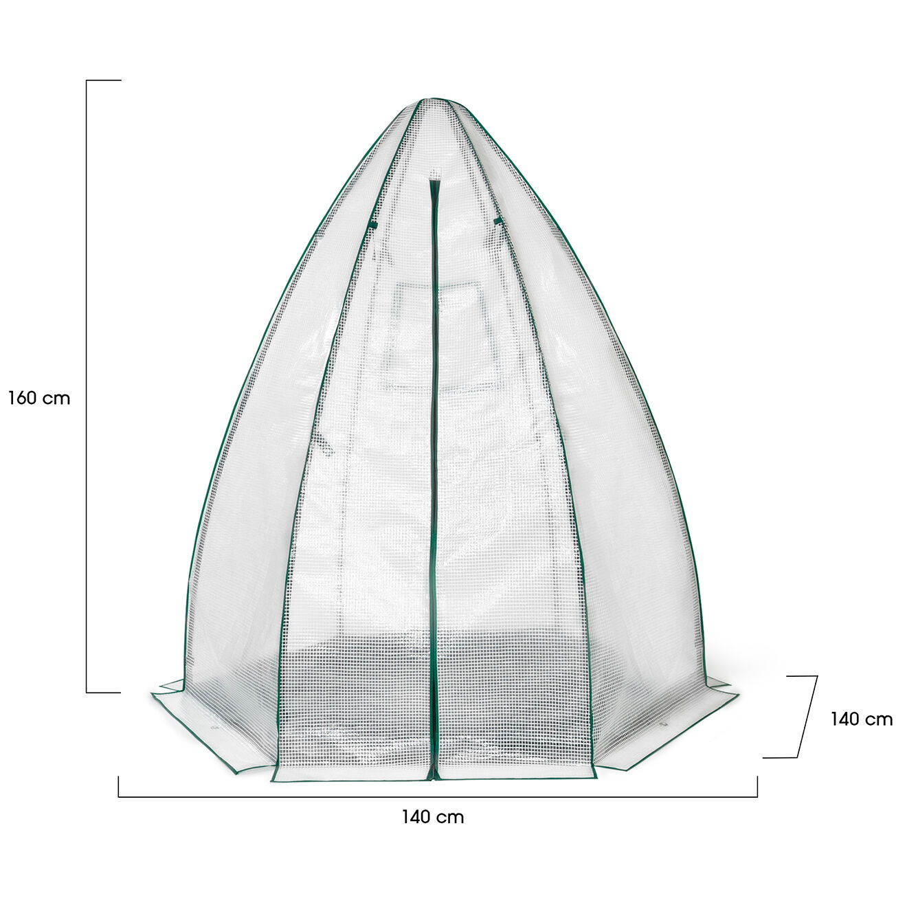 Pratik Garden Serre d'hivernage Teepee blanc transparent/vert - 140x140x160 cm