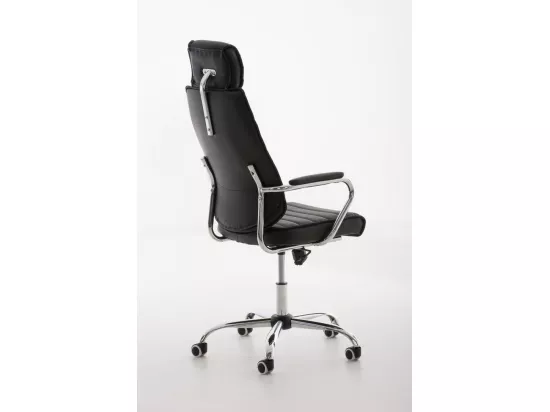 Chaise de bureau - Similicuir & Métal chromé - Noir - Rako