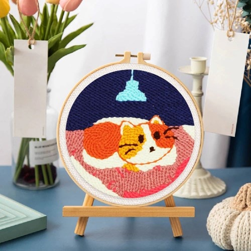 Punch needle chat dans son couff