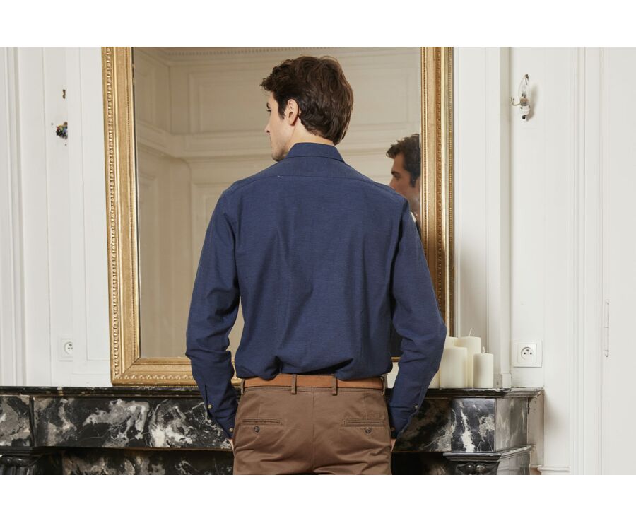 Chemise flanelle Marine - Poche poitrine - ALEXANDER