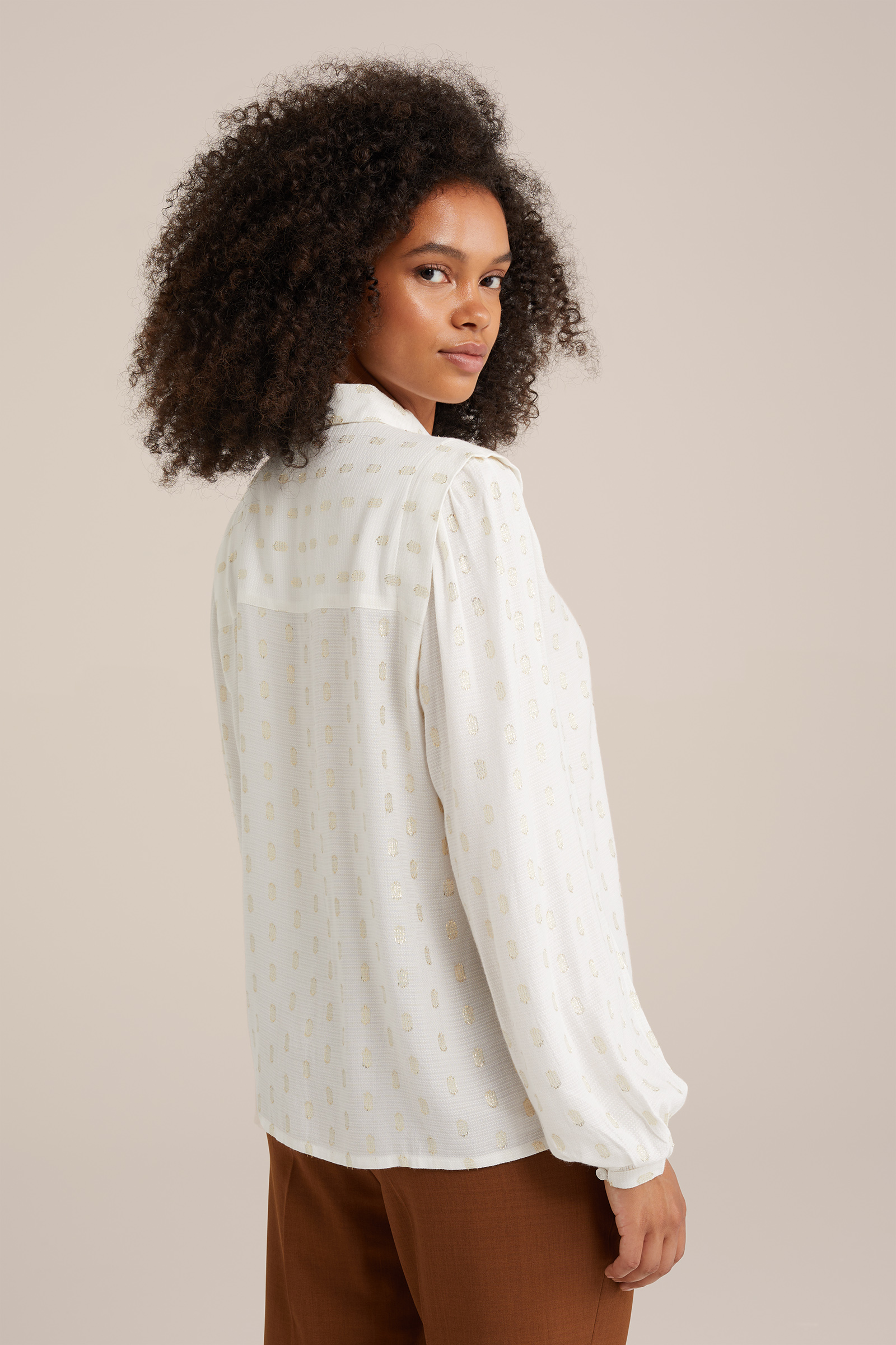 blouse met dessin WE Fashion Gebroken wit