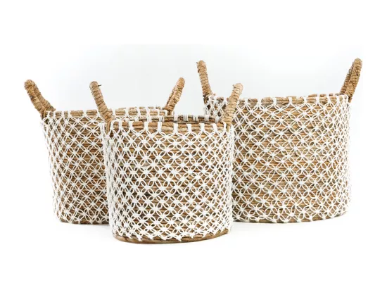 Le Panier Cross Stitched Macramé - Naturel Blanc - S