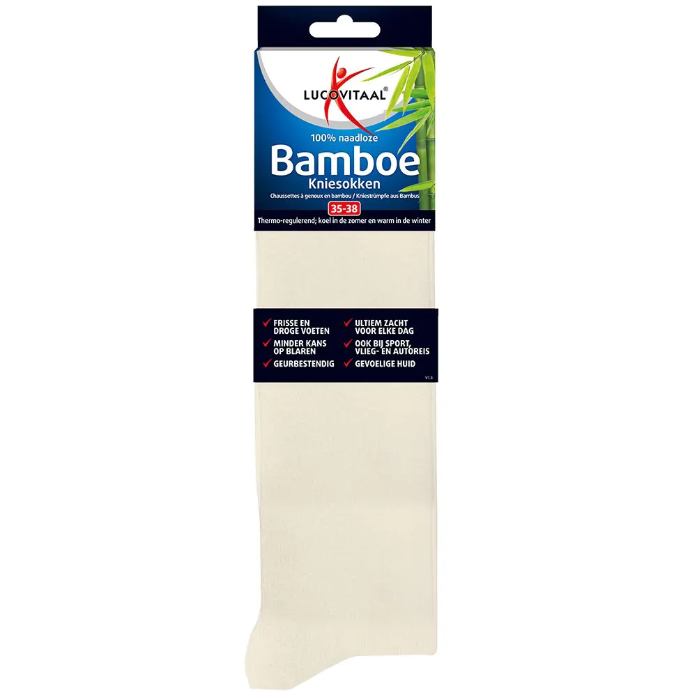 Bamboe Kniesok Ecru 2 paar